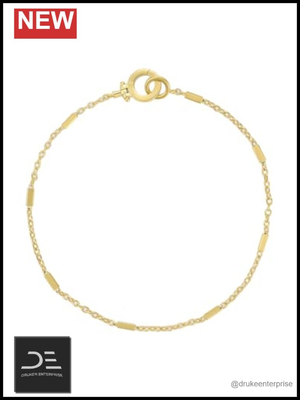 18K Gold Plated Dainty Chain Bracelet with Bar Accents Hinge Closure